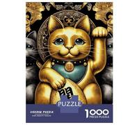 Puzzles De 1000 Pièces pour Adultes Gold X Fortune Cat Puzzle Jeux De Famille Difficile Difficile Cadeaux Uniques pour Anniversaire Et Noël 38x26cm/1000pcs