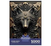 Puzzles De 1000 Pièces pour Adultes Golden Black Wild Wolf Art Puzzle Anti-Stress, Jouet De Décoration Intérieure, Difficile Et Stimulant 38x26cm/1000pcs