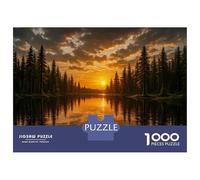 Puzzles De 1000 Pièces pour Adultes Golden Sunset Over Forest Lake Puzzle pour Adolescents Découpe De Précision Interaction Parent-Enfant Cadeaux Anti-Stress 70x50cm/1000pcs