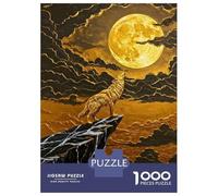 Puzzles De 1000 Pièces pour Adultes Golden Wolf Howling at The Moon Puzzles pour Adultes, Jouets À Monter Soi-même, Cadeaux pour Femmes, Difficiles Et Stimulants 70x50cm/1000pcs