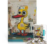 Puzzles de 1000 pièces pour Adultes Graffiti Canard Jaune avec Un Grand cœur Jeux éducatifs Cadeau pour Les Anniversaires 38x26cm