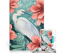 Puzzles de 1000 pièces pour Adultes Grue Blanche en Fleurs Jeux éducatifs Décoration d'intérieur Une œuvre d'art 75x50cm