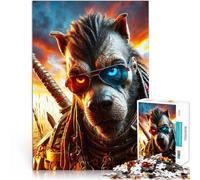 Puzzles de 1000 pièces pour Adultes Guerrier Loup Fait de Papier，pour Les 14 Ans et Plus Améliorer la mémoire De Superbes Cadeaux et Jouets。Taille：26x38cm/10.24x14.96pouce