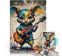 Puzzles de 1000 pièces pour Adultes Guitare Souris Séjour Anti-Stress pour Tuer Le Temps Liste de souhaits avec Le Père Noël 52x38cm