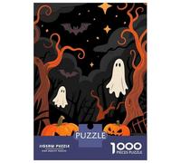 Puzzles De 1000 Pièces pour Adultes Halloween Night Scene with Pumpkins and Ghosts Puzzles pour Adultes, Jouets À Monter Soi-même, Cadeaux pour Femmes, Difficiles Et Stimulants 38x26cm/1000pcs