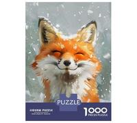 Puzzles De 1000 Pièces pour Adultes Happy Fox in The Snow Puzzles pour Adultes, Jeu De Réflexion Et Anti-Stress, Idéal comme Cadeau 52x38cm/1000pcs