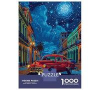 Puzzles De 1000 Pièces pour Adultes Havana, Cuba Classic Car at Night Puzzles pour Adultes - Jeu De Réflexion, Analyse Et Logique pour Les Amateurs De Jeux 38x26cm/1000pcs