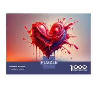 Puzzles De 1000 Pièces pour Adultes Heart-Shaped Paint Splash Art Puzzles pour Adultes - Anti-Stress - Difficile Et Stimulant - Amusant en Famille Et Soirée Jeux 70x50cm/1000pcs