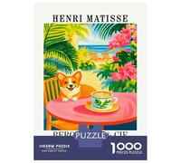 Puzzles De 1000 Pièces pour Adultes Henri Matisse Corgi Beach Cafe Art Puzzles pour Adultes Jeu De Réflexion Améliorez Votre Mémoire Activités Amusantes À La Maison 38x26cm/1000pcs