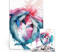 Puzzles de 1000 pièces pour Adultes Histoire d'amour d'un Couple de Dauphins Casse-tête pour Bon Cadeau 75x50cm