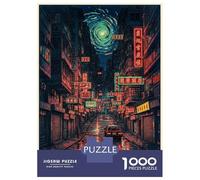 Puzzles De 1000 Pièces Pour Adultes Hong Kong Nights Neon Street Scene Puzzle Pour Adolescents - Cadeau D'anniversaire - Difficile Et Stimulant - Cadeaux Uniques Pour Un Anniversaire Ou Noël 70x50cm/1