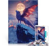 Puzzles de 1000 pièces pour Adultes Hybride Animal Dragon-Loup Jouets de Jeu pour Cadeau Familial décoration Murale 38x26cm