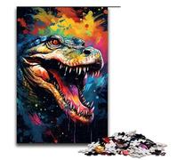 Puzzles de 1000 pièces pour Adultes Il y a Beaucoup d'éclaboussures colorées Autour du Crocodile Jouet éducatif intellectuel décompressant Idées Cadeaux 75 x 50 cm