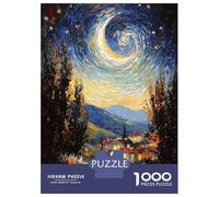 Puzzles De 1000 Pièces pour Adultes Impressionist Inspired Starry Night Puzzle Adulte Jeux Relaxants Défi Difficile Aide À Exercer Le Cerveau 52x38cm/1000pcs