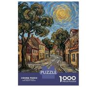 Puzzles De 1000 Pièces pour Adultes Impressionist Street Scene with Swirling Sky Puzzle pour Adolescents Améliore La Mémoire Chaque Pièce Est Unique - Jouets Et Jeux Éducatifs 52x38cm/1000pcs