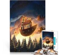 Puzzles de 1000 pièces pour Adultes Invasion d'OVNI Fait de Bois，pour Les 14 Ans et Plus Jeu éducatif pour Les familles Jeux Jouets Cadeaux。Taille：50x75cm/19.6x29.5pouce