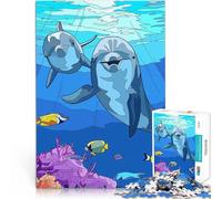 Puzzles de 1000 pièces pour Adultes J'aime Les Dauphins pour Le Jeu éducatif Challenge Toy Cadeau pour Les Anniversaires 75x50cm