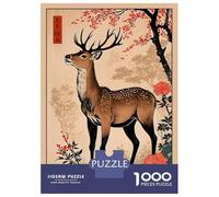 Puzzles De 1000 Pièces pour Adultes Japanese Deer Vintage Puzzle pour Adultes Jeu Pratique, Analyse Et Logique Jeu Stimulant Cadeaux 70x50cm/1000pcs