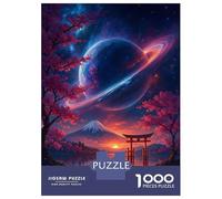 Puzzles De 1000 Pièces pour Adultes Japanese Landscape with Planet and Torii Gate Puzzle Jeux De Famille Difficile Difficile Cadeaux Uniques pour Anniversaire Et Noël 70x50cm/1000pcs
