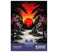 Puzzles De 1000 Pièces pour Adultes Japanese Zen Garden Sunset Puzzles pour Adolescents Activités Familiales Défi Éducatif Jeu Stimulant Et Divertissement en Famille 52x38cm/1000pcs