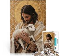 Puzzles de 1000 pièces pour Adultes Jésus avec l'agneau Entraînez Votre Cerveau et Vos Mains Une œuvre d'art 50x70cm