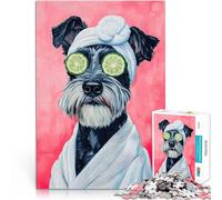 Puzzles de 1000 pièces pour Adultes Journée Spa du Toiletteur pour Chiens Schnauzer Jeu Stimulant Jeu de défi Unique 75x50cm