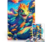 Puzzles de 1000 pièces pour Adultes Joyeux Dinosaure Jeu Familial Anti-Stress Défi Difficile Jouets de décoration pour la Maison 52x38cm
