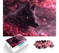 Puzzles de 1000 pièces pour Adultes Kitsune Noir Renard maléfique Difficile et défi Convient pour la décoration de Bureau 75x50cm