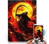 Puzzles de 1000 pièces pour Adultes La Faucheuse dans Les Flammes de l'enfer Casse-tête pour Cadeau Amusant 75x50cm