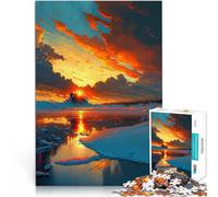 Puzzles de 1000 pièces pour Adultes Lac et Montagnes d'Islande Fait de Bois pour et à partir de 14 Ans et Plus décoration Murale Cadeau d'anniversaire de Noël。Taille:50x75cm/19.68x29.52pouce