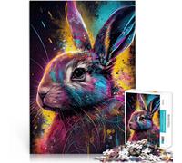 Puzzles de 1000 pièces pour Adultes Lapin Mignon et coloré Jouet éducatif intellectuel décompressant Œuvre d'art 38x52cm