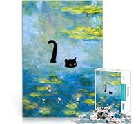 Puzzles de 1000 pièces pour Adultes Le Chat nénuphar de Monet pour Le Jeu éducatif Challenge Toy décoration Murale 75x50cm