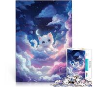 Puzzles de 1000 pièces pour Adultes Le Monde des rêves du Chaton Blanc Jeu Pratique Renforcer l'amour Entre Les Couples 38x26cm
