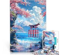 Puzzles de 1000 pièces pour Adultes Le sanctuaire au Bord de l'eau du Mont Fuji Jeux Amusants Idées Cadeaux 50x70cm