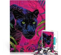 Puzzles de 1000 pièces pour Adultes Léopard néon Fait de Papier,pour Les 14 Ans et Plus Cadeaux de décoration pour la Maison Jouets Cadeaux。Taille:38x52cm/14.9x20.4pouce