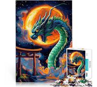 Puzzles de 1000 pièces pour Adultes Lever de Lune du Dragon Jouet éducatif intellectuel décompressant Jeu de défi Unique 38x26cm