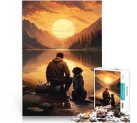 Puzzles de 1000 pièces pour Adultes l'homme et Son Chien Entraînez Votre Cerveau et Vos Mains décoration Murale 38x26cm