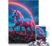 Puzzles de 1000 pièces pour Adultes Licorne Magique avec Arc-en-Ciel Jeu intellectuel Renforcer l'amour Entre Les Couples 38x26cm