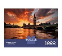 Puzzles De 1000 Pièces pour Adultes London Sunset with Big Ben-1 Puzzle Adulte, Jeu De Réflexion, Cadeau d'anniversaire, Cadeaux Uniques 52x38cm/1000pcs