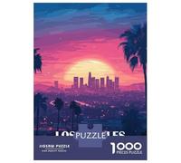 Puzzles De 1000 Pièces pour Adultes Los Angeles Sunset Skyline Illustration Puzzles pour Adultes Jeux Relaxants Améliore La Mémoire Cadeaux De Noël Et d'anniversaire 52x38cm/1000pcs