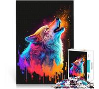 Puzzles de 1000 pièces pour Adultes Loup coloré Jouets addictifs pour Le défi de l'intelligence cérébrale Super Cadeau 38x26cm
