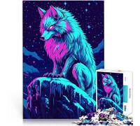Puzzles de 1000 pièces pour Adultes Loup néon dans Le Ciel Nocturne Apprentissage éducatif Collection d'artistes, Beaux-Arts 38x26cm