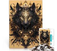 Puzzles de 1000 pièces pour Adultes Loup Noir Divin Jouet éducatif intellectuel décompressant Œuvre d'art 75x50cm