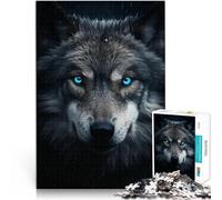 Puzzles de 1000 pièces pour Adultes Loup Noir Yeux Bleus Fait de Papier，Convient aux 14 Ans et Plus Améliorer la mémoire Collection d'artistes, Beaux-Arts。Taille：26x38cm/10.24x14.96pouce