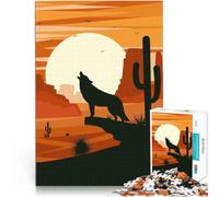 Puzzles de 1000 pièces pour Adultes Loup Solitaire au Coucher du Soleil Jeux de détente est idéal comme Cadeau pour Toute la Famille 52x38cm