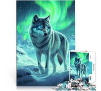 Puzzles de 1000 pièces pour Adultes Loup sous Les aurores boréales Fait de Papier,Convient aux 14 Ans et Plus Jeux en Famille Cadeau pour Les Anniversaires。Taille:26x38cm/10.24x14.96pouce