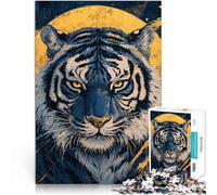 Puzzles de 1000 pièces pour Adultes Lune du Tigre Bleu Jouets de Jeu pour Cadeau Familial Cadeaux du Père Noël Secret 38x52cm
