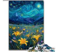 Puzzles de 1000 pièces pour Adultes, Lys Jaunes dans Le Ciel Nocturne, Un défi Difficile à relever, à Offrir à Toute la Famille 50x75cm