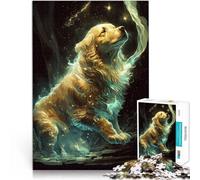 Puzzles de 1000 pièces pour Adultes Magie du Chien Golden Retriever Convient aux Personnes âgées de 14 Ans et Plus Jouet éducatif Anti-Stress Cadeau d'anniversaire, Cadeaux, Art Mural。