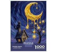 Puzzles De 1000 Pièces pour Adultes Melting Moon with Cat and Star Tree Puzzle pour Adolescents Découpe De Précision Interaction Parent-Enfant Cadeaux Anti-Stress 38x26cm/1000pcs